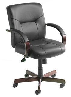 Black Leather Executive Seating Knee-Tilt Mechanism