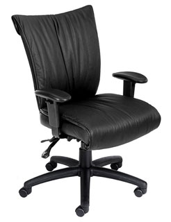 Black Leather Mid Back Executive Chair - Seat Slider