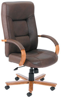 Brown Bomber Leather Executive Chair With Knee-Tilt Mechanism