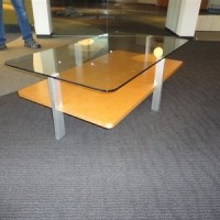 Contemporary Rectangular Glass & Maplewood Coffee Table