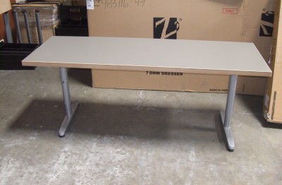 Training Tables Chrome Base - 24 x 72 - (Gray & Wood Laminate)